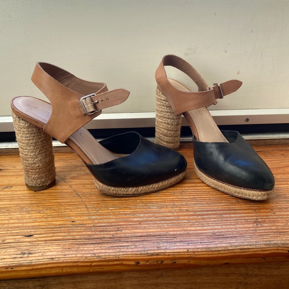 Loeffler Randall leather shoes with corkscrew hell